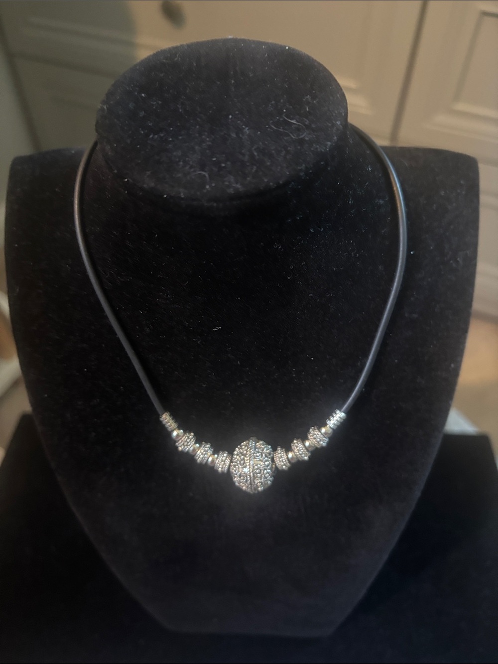 Silver Pavé Beaded Pendant Necklace - Women